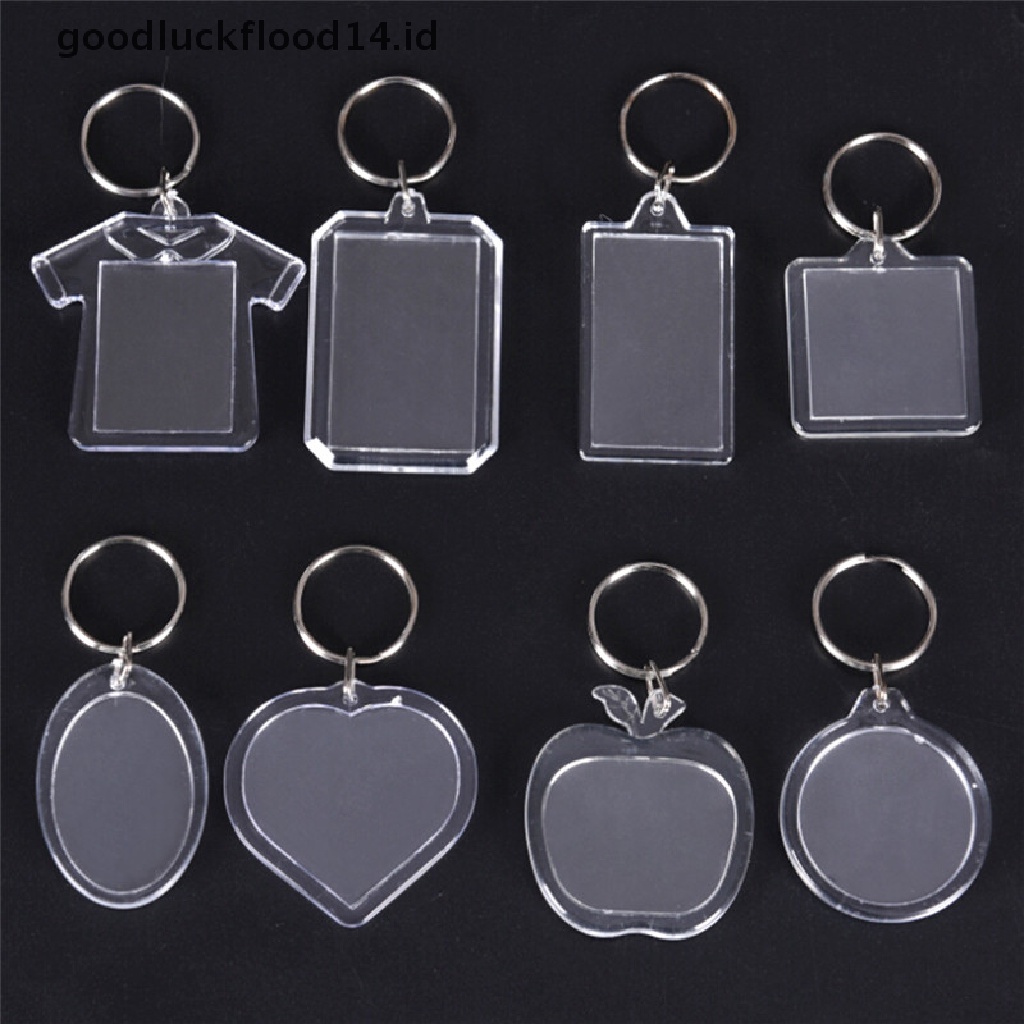 [OOID] 5PCs Transparent Blank Insert Photo Picture Frame Keyring Key Chain DIY Gifts ID