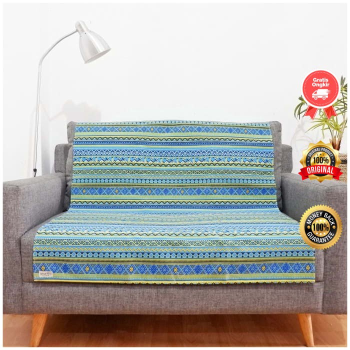 Sarung Sofa Bahan Kain Kanvas Linen Halus Anti Slip Ukuran 100x150 cm Motif Tribal Hijau