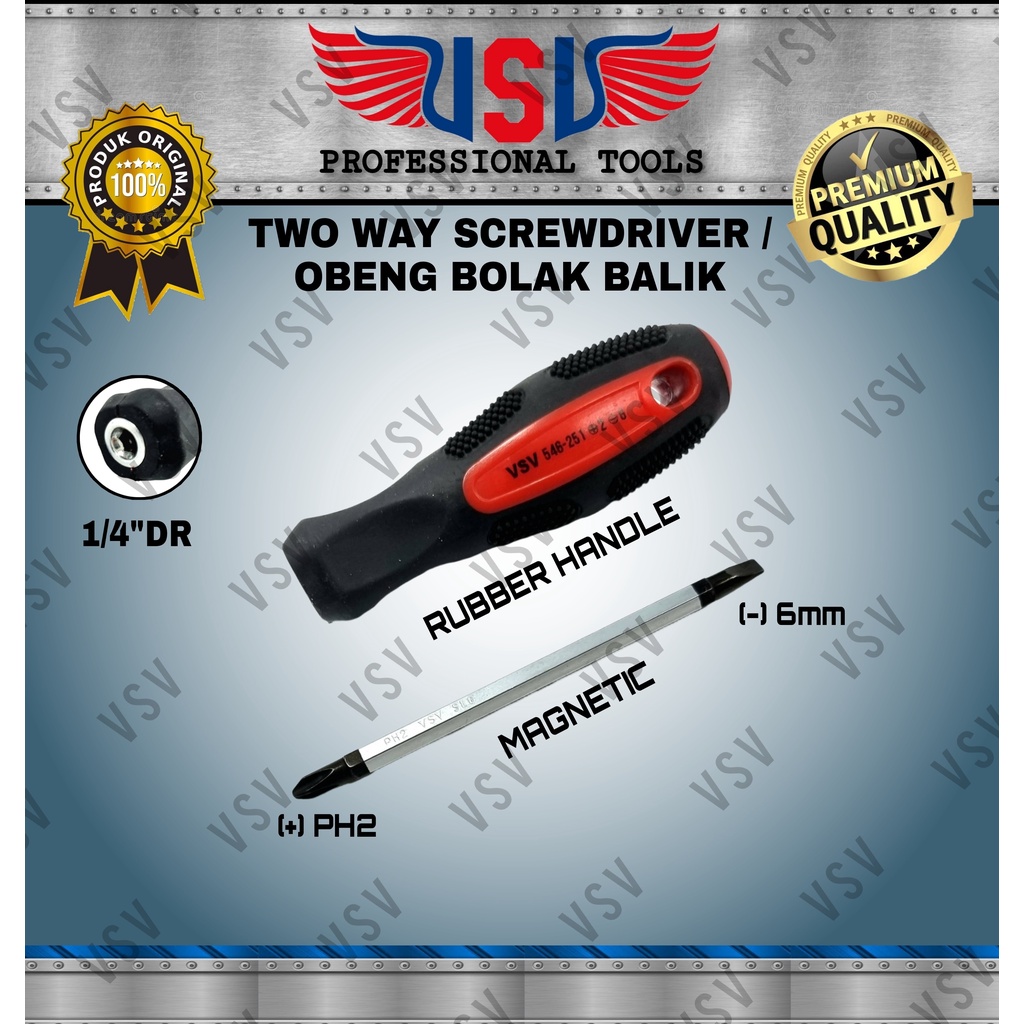 VSV Two way screwdriver 125mm rubber / obeng bolak balik /plus min