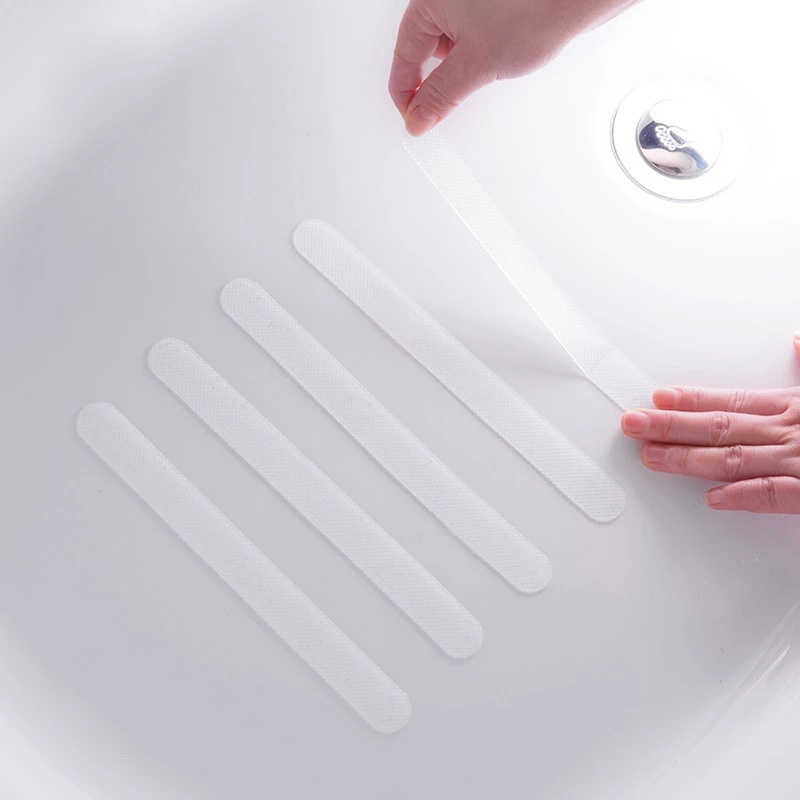 [12 Pcs PEVA Rubber Bathroom Transparent Anti-slip Stickers] [Stairs Steps Anti-slip Strip] [Multi-color Waterproof Anti-slip Tape Stickers] [Carpet Anti-slip Fixed Stickers]
