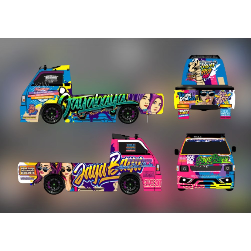 STICKER MOBIL PICK UP L300 VARIASI MOTIF