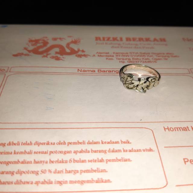 Cincin Nama Perak Asli