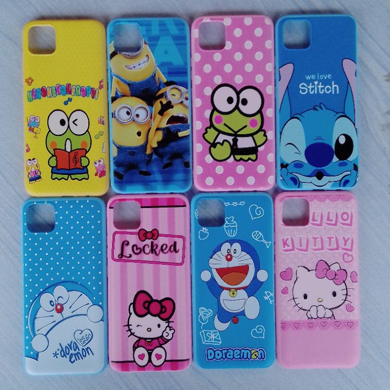 Realme C11 Case Softcase Motif Timbul Karakter Disney Keropi Minion Stitch Hello Kitty Doraemon