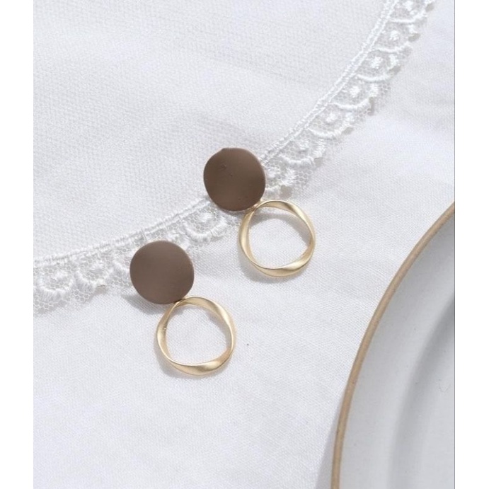 Anting Korea bulat gantung/anting tusuk Korea bentuk bulat geometris