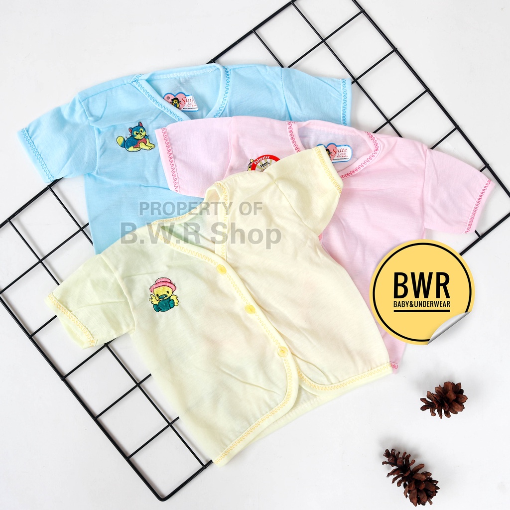 Baju Bayi Newborn Kancing PENDEK Warna / Baju Bayi SUITE LOVE 0-6 Bulan | Bwr IX