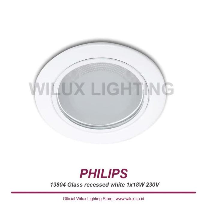 =+=+=+] PHILIPS DOWNLIGHT 13804 Glass Recessed White| Rumah Lampu 4"