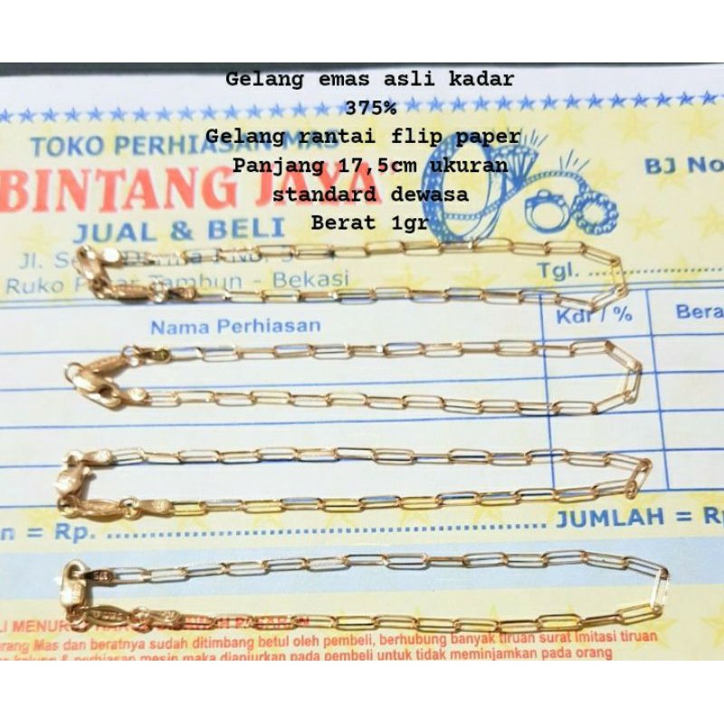 gelang emas asli kadar 375