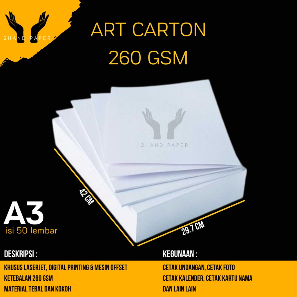 

Kertas Art Carton 260 gsm A3 isi 50 lembar / Art Carton 260 gsm A3