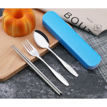 Cutlery Set Alat Makan sendok sumpit garpu Stainless travel