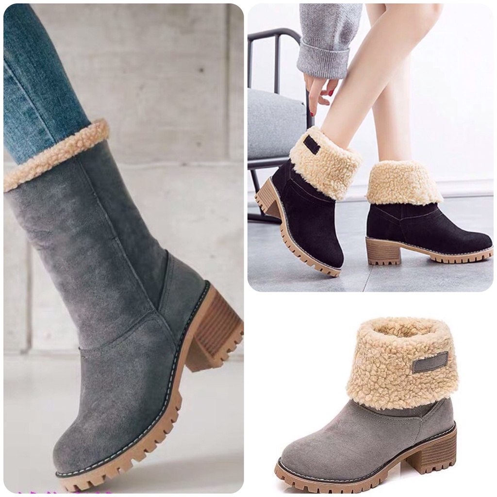 Sepatu bot bulu wanita musim dinginWinter suede boots women