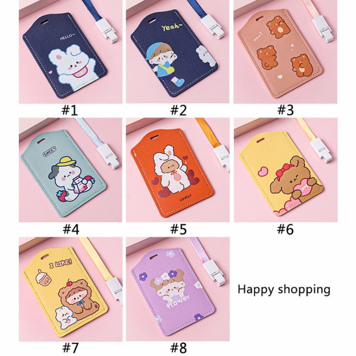 

Promo Bulan Ini Cute Rabbit Bear Id Card Holder Name Tag Pu Lanyard Cartoon Murah