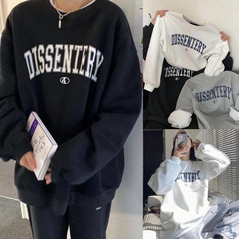 Sweater Dissentery | Korea Style Oversize Sweatshirt | Pakaian Wanita &amp; Pria | Bahan Fleece |Allsize