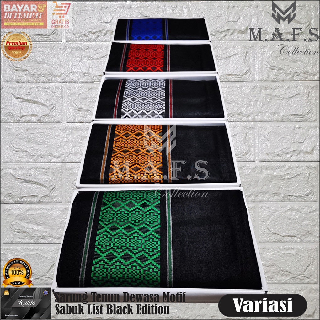 SARUNG TENUN POLOS MOTIF SABUK DEWASA &amp; ANAK BLACK EDITION