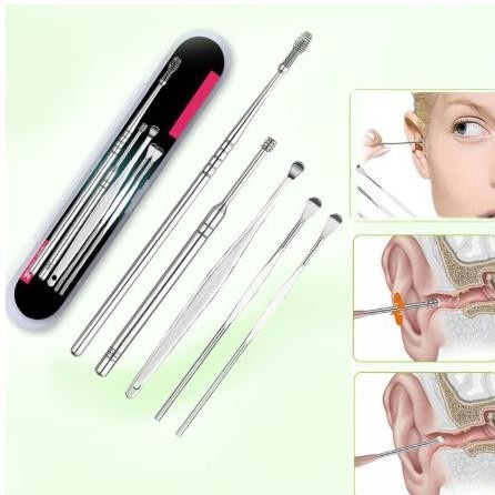 Korek Kuping 5 in 1 5 Model Pembersih Telinga 5 in 1 5in1 Stainless Steel.
