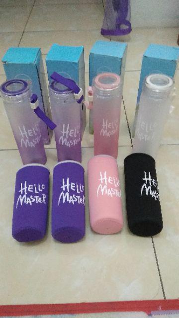 My Botlle Botol Minum Kaca hello Master + Free Sarung (480ml)
