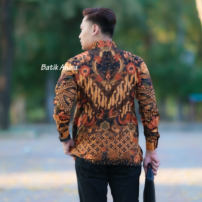 Batik pria lengan panjang Baju Kemeja Batik Pria Premium Lengan Panjang Solo Jumbo Reguler ASD 099