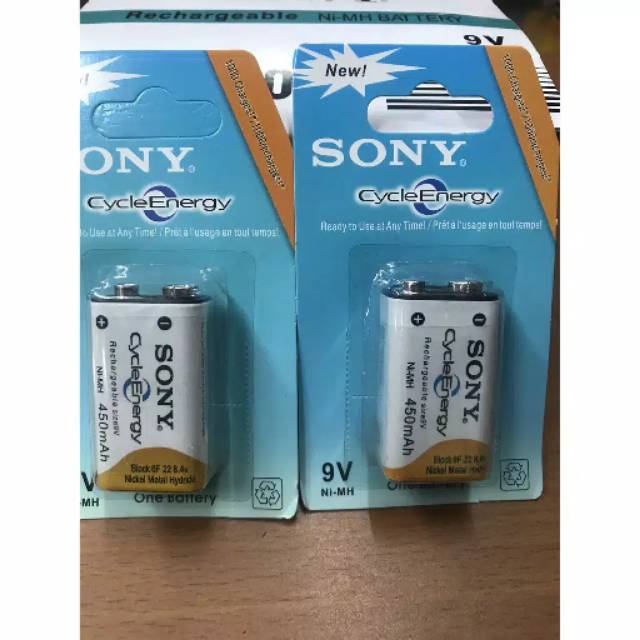 BATERAI SONY CHARGERECHARGEABLE 9V 450 MAH