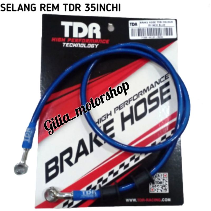 Selang Rem Depan TDR 35 Inci 90 cm Original Universal Motor Kabel Selang Silver Merah Biru