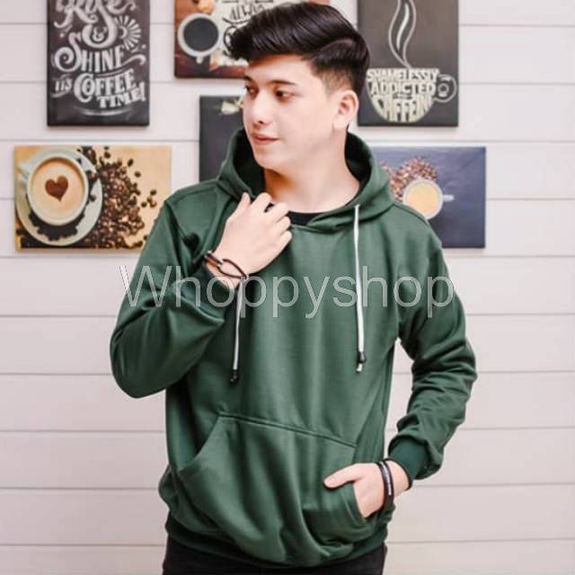 Whoppyshop - Sweater Polos Pria NATURAL Hoodie Jumper Jaket bahan Fleece Tebal Halus Hot Item Best S