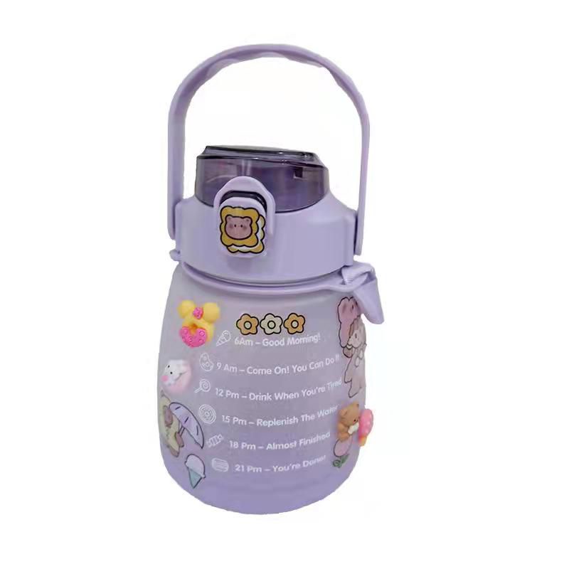 [SKY Grosir] Botol Minum Pelangi 2 Liter 2L (Botol Motivasi Warna Gradasi 2000mL)-1 Warna/Ungu 1300ml