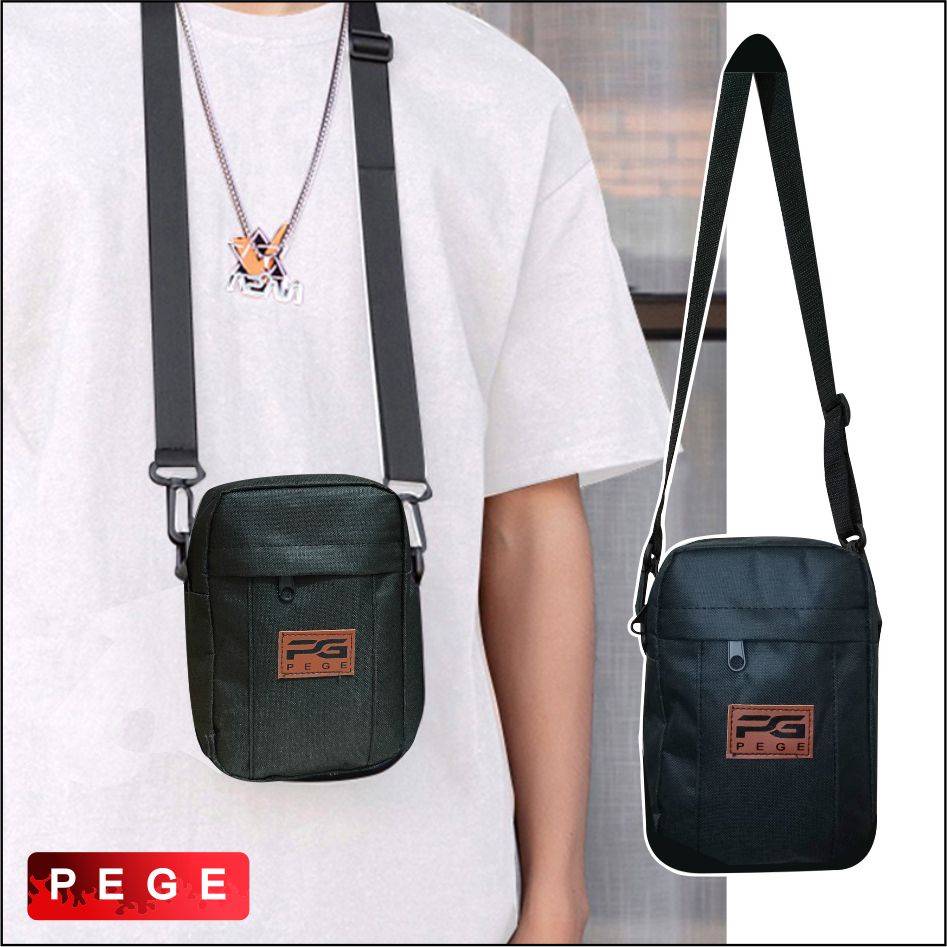 Tas Selempang Korea Mini Shoulder Bag PEGE Slingbag Bahu Polos Keren - PG 8910