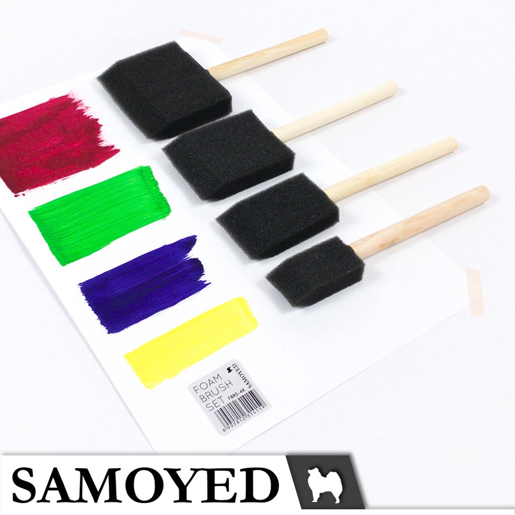 

Kuas Busa Spons Kotak / Foam / Sponge / Decoupage Flat / Square Brush Set Samoyed FBRS-4K