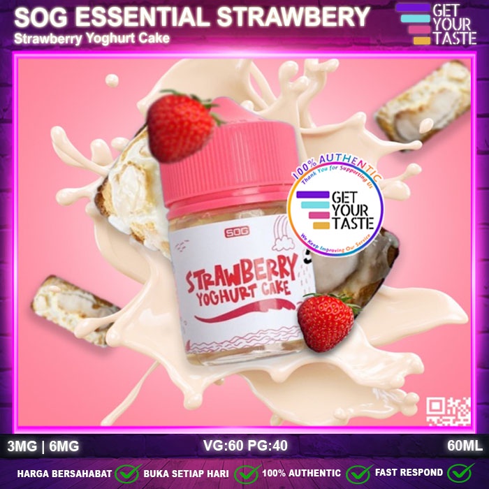 Jual Liquid SOG Essential Strawberry Yoghurt Cake 60ML by SOG Project