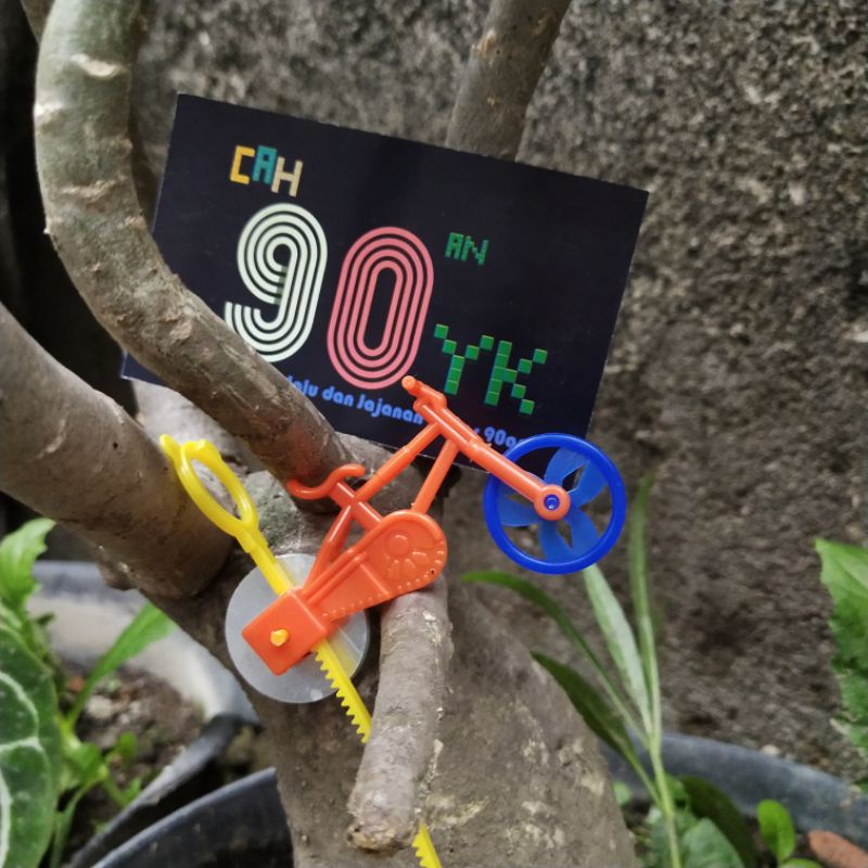 GASING SEPEDA Tarik Ontel Plastik Kecil 7cm. Mainan Gangsing Gangsingan Pit Onthel Jadul Anak 90an M