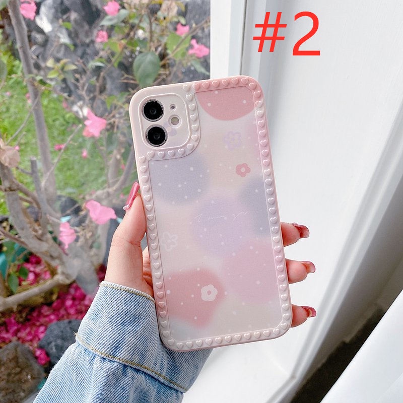 Nice Purple Flowers Soft Case iP iPhone 6 6S 7 8 + Plus X XR SE 2020 XS Max 11 12 13 Mini Pro Max Love Frame Casing OPPO F11 K5 K3 Realme X XT VIVO V5 V5S Lite V9 V11i