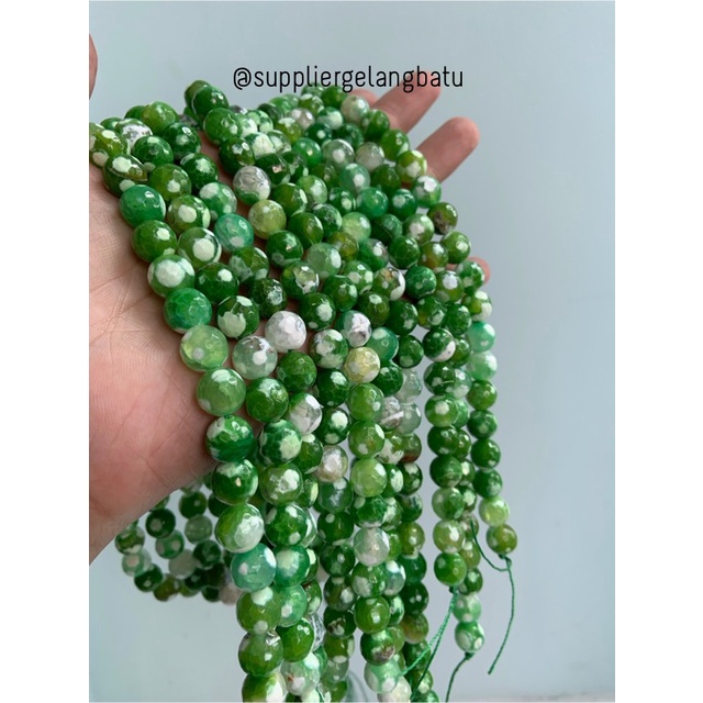 bahan batu 10mm SODALITE hijau serat CUTTING aksesoris FACET manik