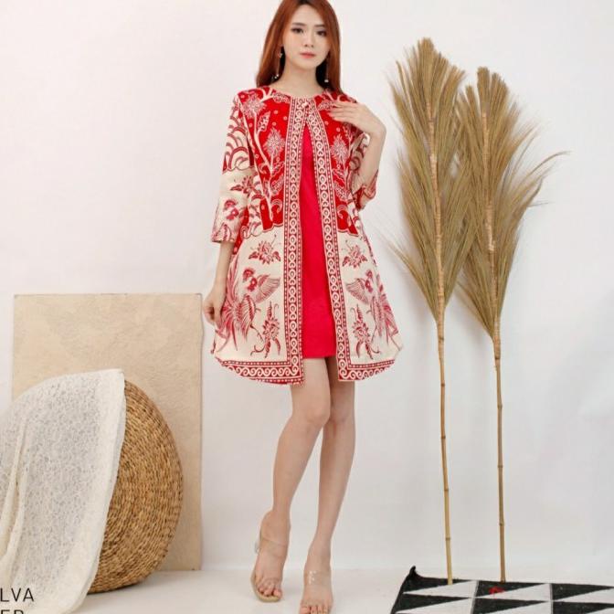 BAJU BATIK WANITA / CEWEK / DRESS TUNIK BATIK ETNIK CANTIK WARNA MERAH