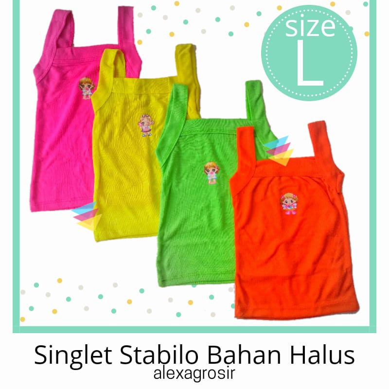 KAOS DALAM STABILO ANAK CEWEK 3-4 TAHUN BAHAN FULL KATUN SANGAT LEMBUT ADEM DIPAKAI SIZE S M L XXL