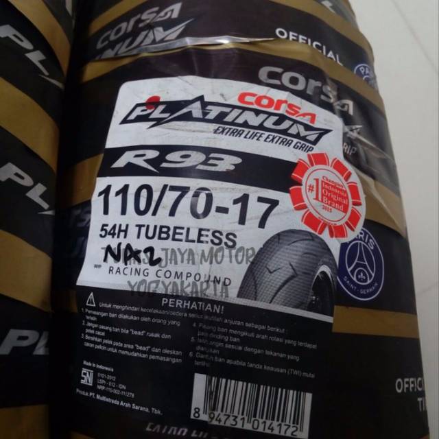 Ban Corsa R93 110/70-17 tublles