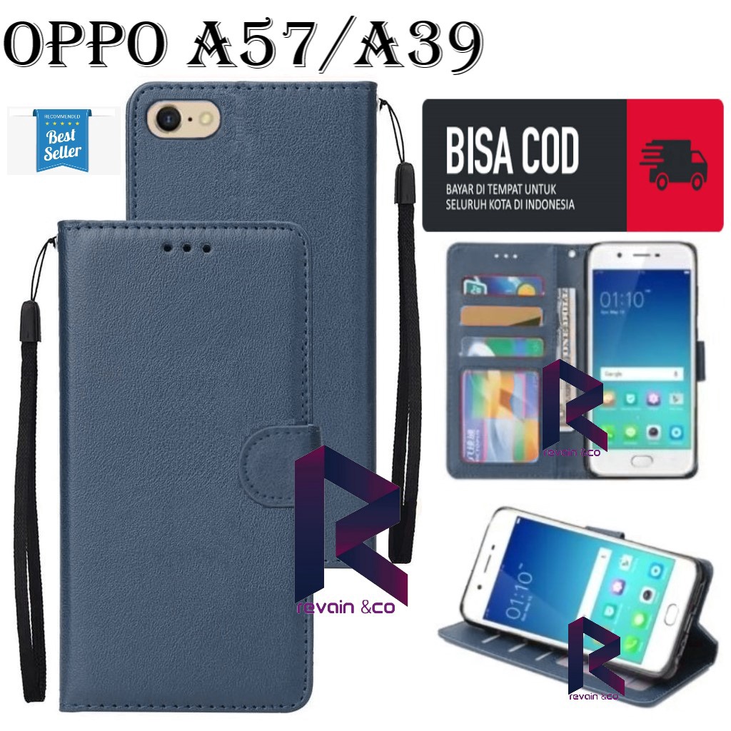 OPPO A57/A39 SARUNG KULIT FLIP WALLET LEATHER KULIT PREMIUM SARUNG BUKA TUTUP FLIP CASE OPPO A57 A39