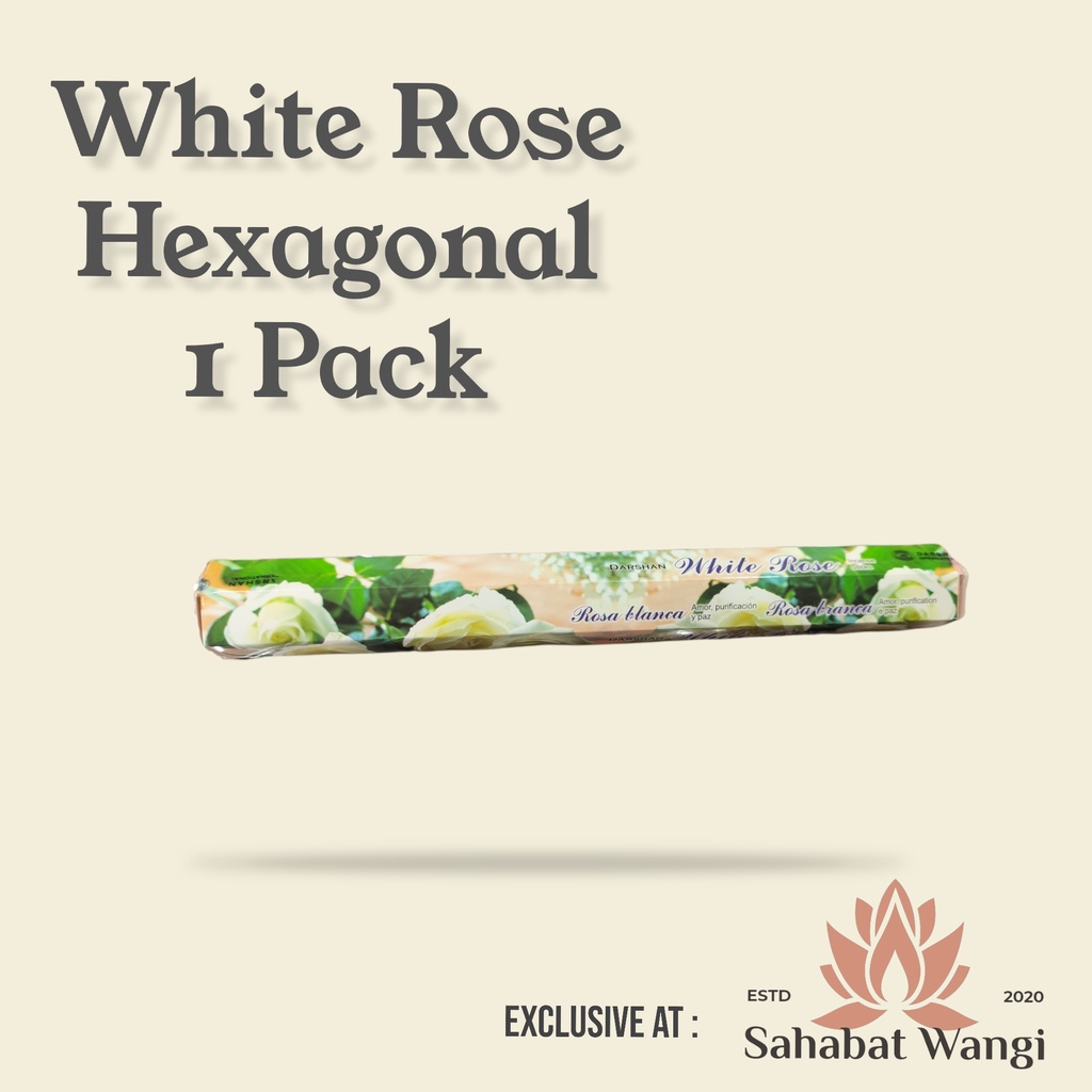 Dupa India Darshan White Rose Hexa Short Pack 20Stick