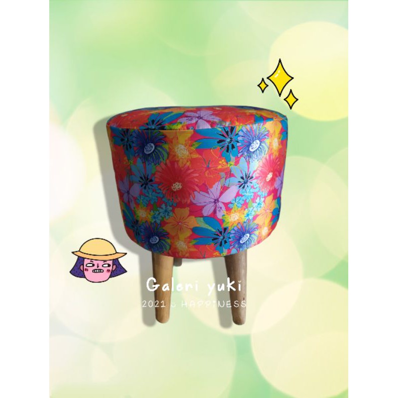 Jual Kursi Stool Bulat Motif Bunga Campur Shopee Indonesia