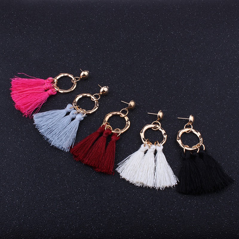 LRC Anting Tusuk Bohemia Tassel Decorated Earrings