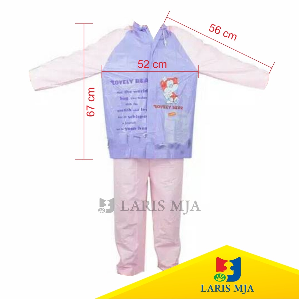 Jas Hujan Anak Perempuan Umur 7-10 Tahun Sekolah SD, Setelan Jaket Celana Mantel Ujan Anak Cewek Bahan Karet