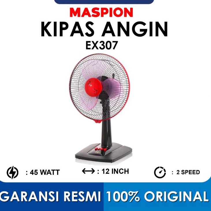 MASPION EX-307 DESK FAN 12&quot; KIPAS ANGIN MEJA EX 307 / EX307 ORIGINAL GARANSI RESMI