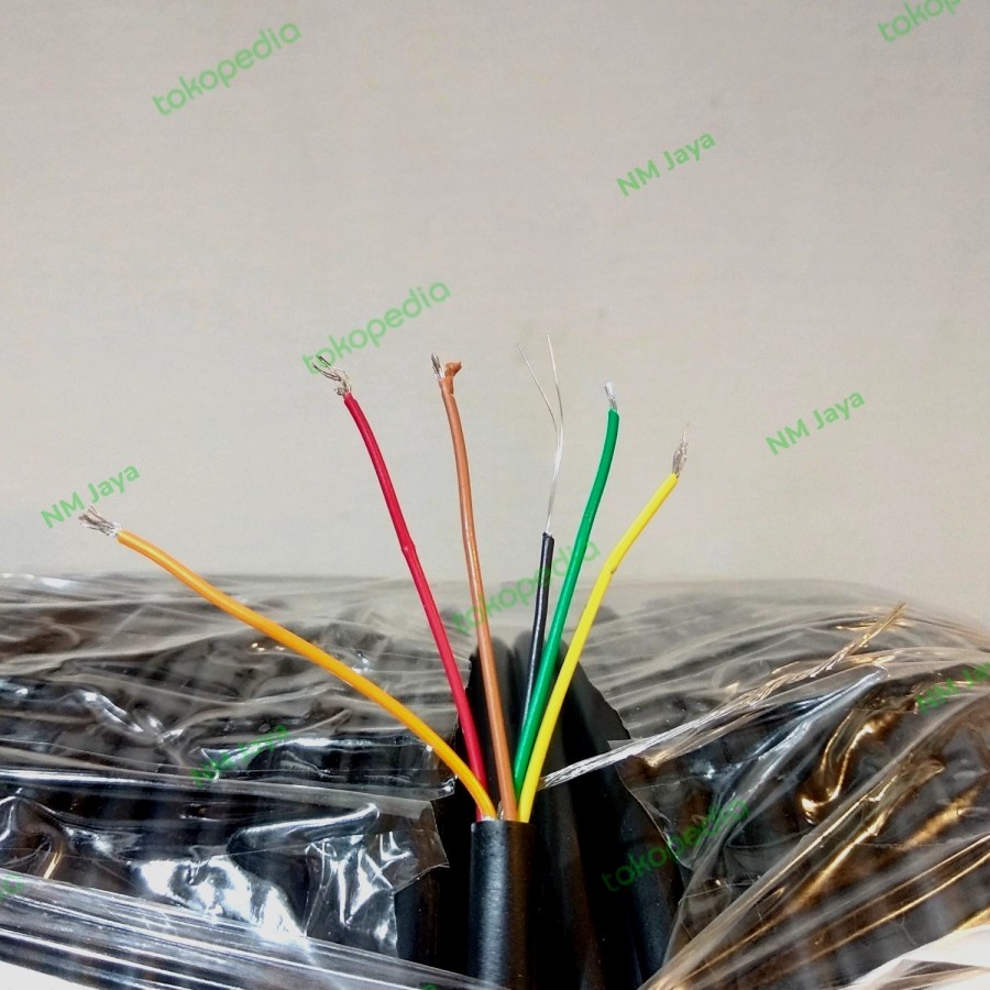 Kabel 6 Jalur Kabel Kontrol isi 6 Plus Ground Multi Fungsi Kabel Serabut 24 AWG Warna Hitam