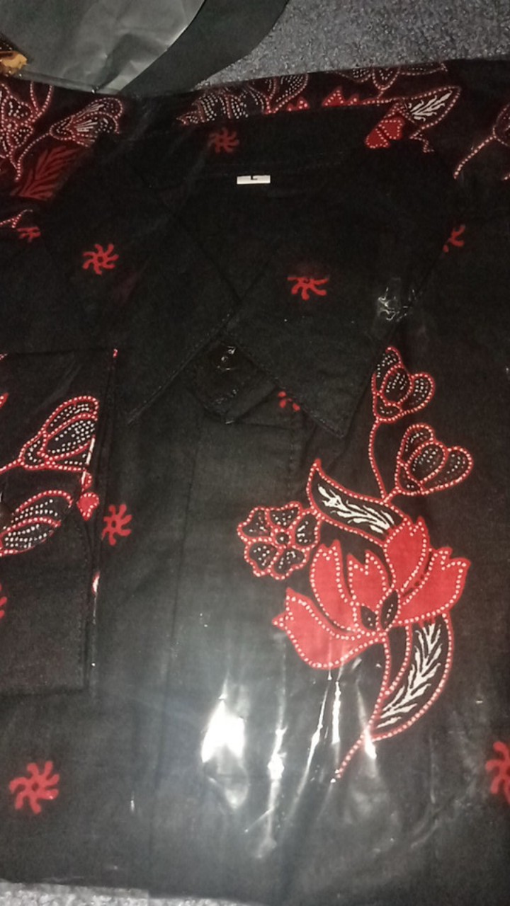 Kemeja Batik Pria Lengan Panjang Size M L Xl Xxl  Bswart Batik Hrb026 Kenongo Hem Panjang Padi