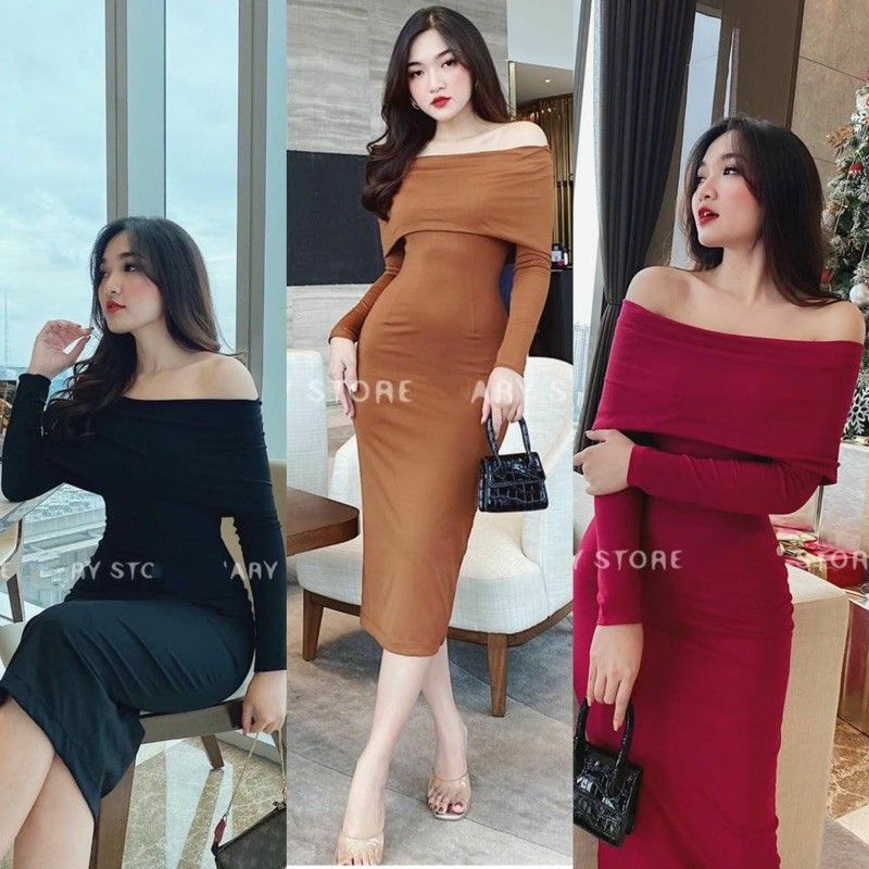 LW 988 Dress NANA scuba | CNY dress, lengan panjang, scuba, warna hitam coklat maroon