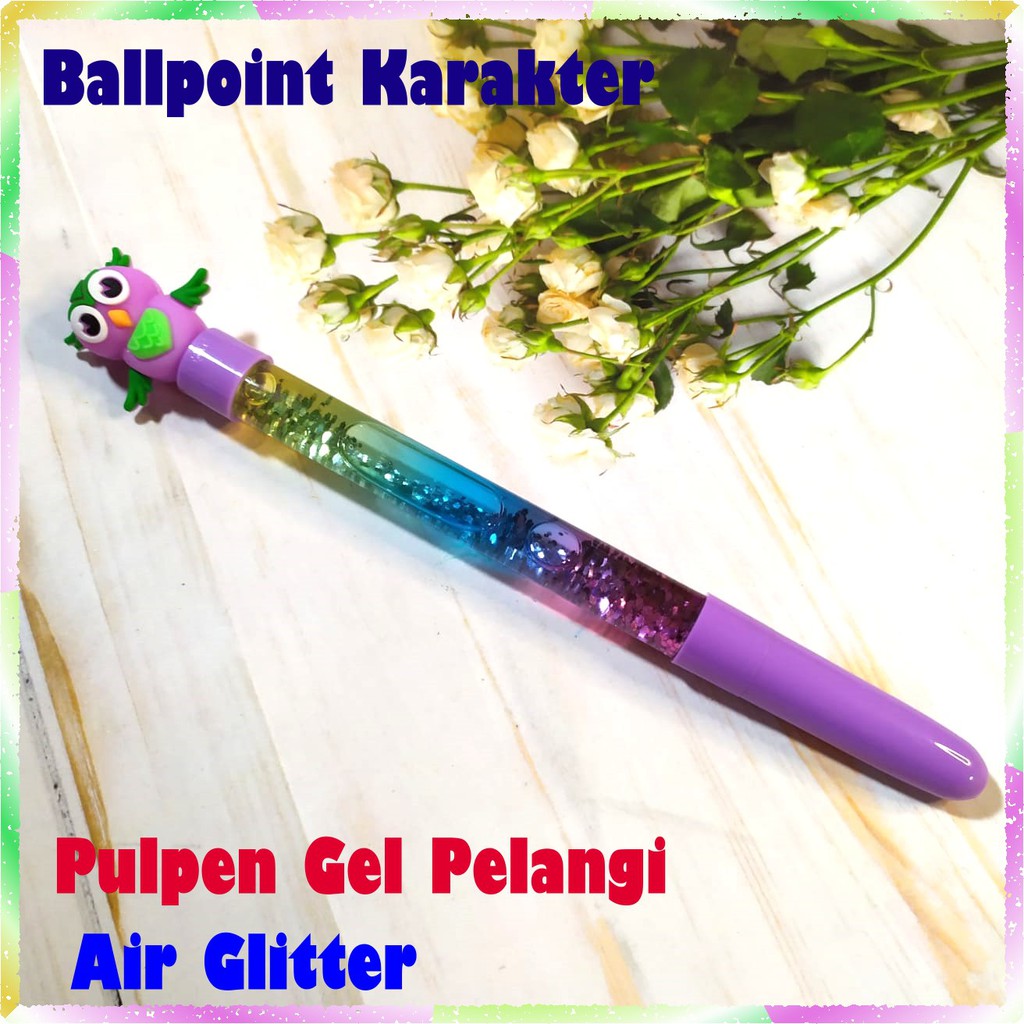 

Pulpen Gel Pelangi Air Glitter / Pena Boneka Lucu / Bolpen Ballpoint Fancy Warna