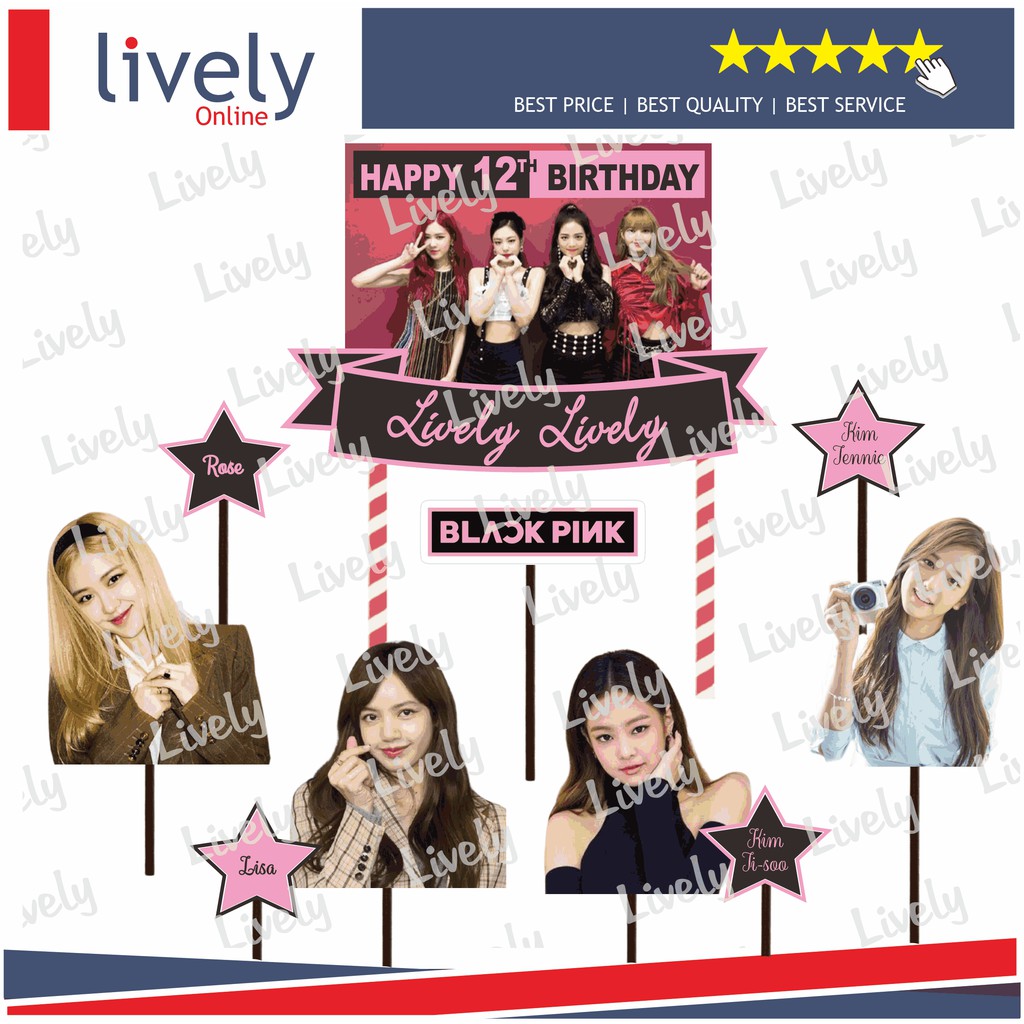 CUSTOM NAMA HIASAN KUE ULANG TAHUN KARAKTER BLACKPINK 03 CAKE TOPPER HAPPY BIRTHDAY