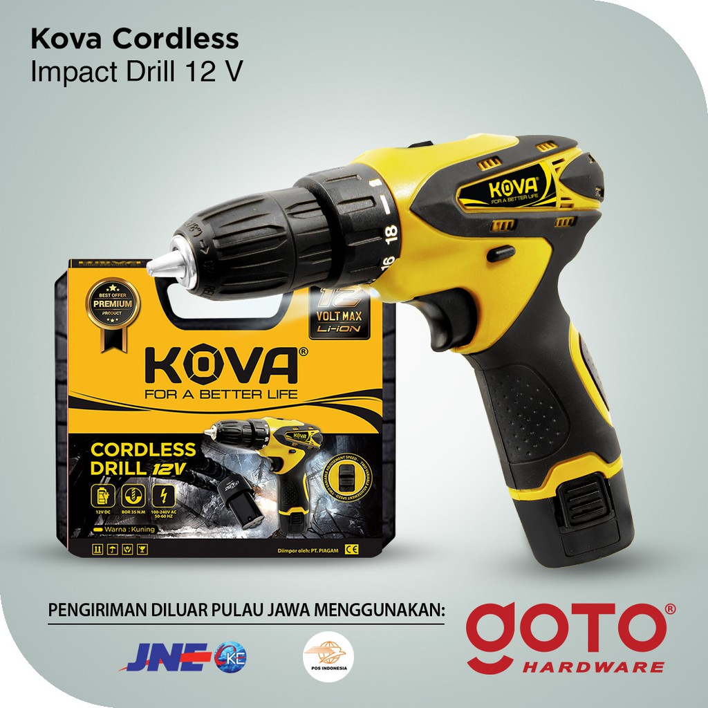 Kova 12V Cordless Drill Set Mesin Bor Tangan Tanpa Kabel  