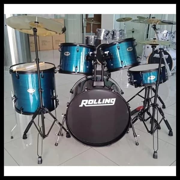 {suhadistore} DRUM SET ROLLING JB-1016/DRUM ROLLING/DRUM ROLING/DRUM SET ROLLING - SPARKLE BLACK Dis