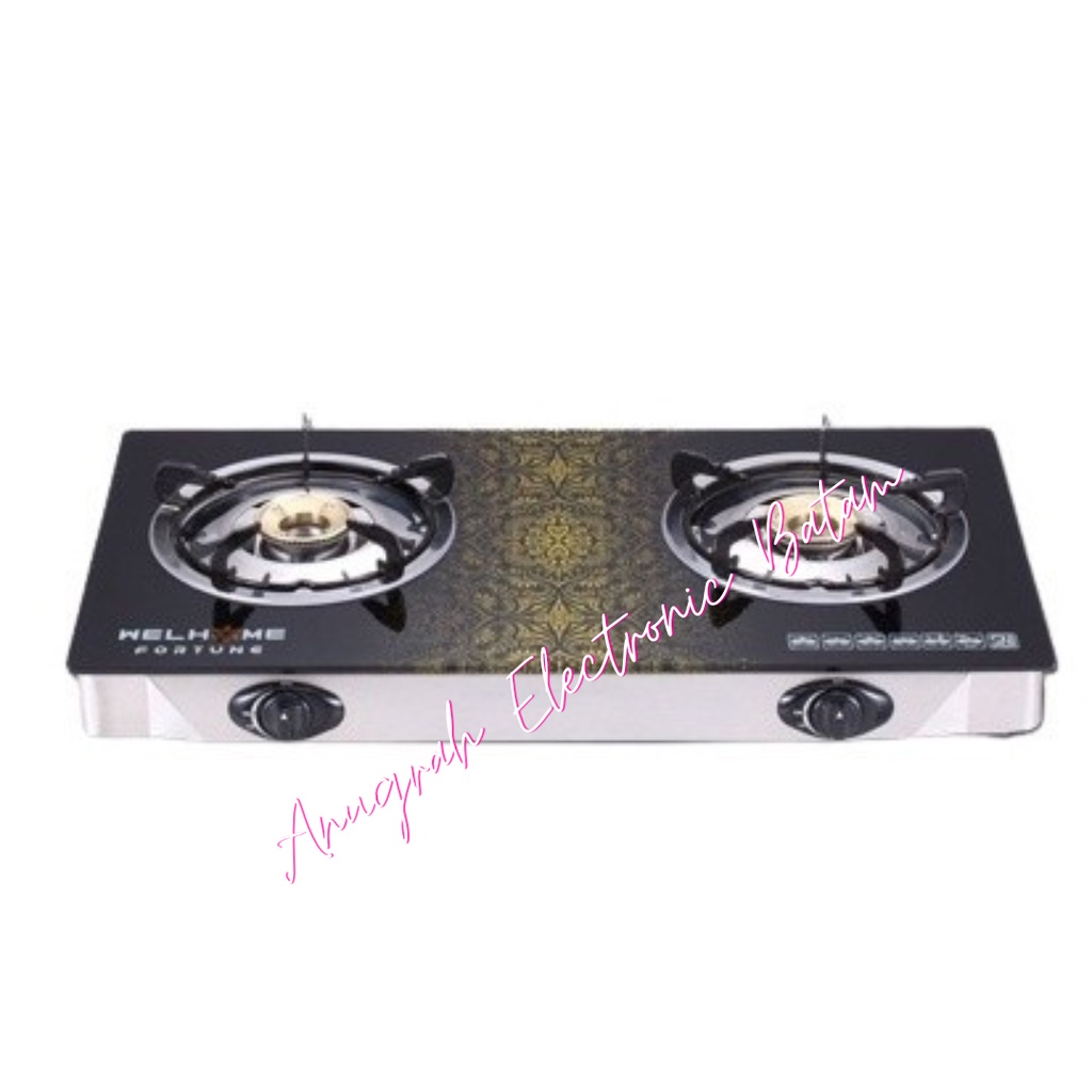WELHOME KOMPOR GAS 2 TUNGKU KACA MOTIF BATAM