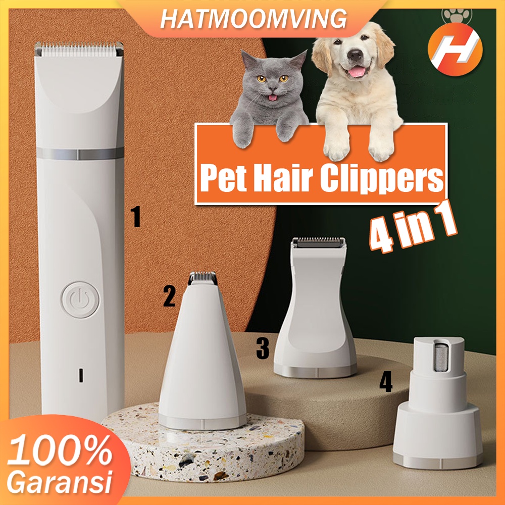 4 IN 1 Pet Elektrik Alat Cukur Bulu / Pet Hair Clippers Shaver Set Grooming Hewan Peliharaan