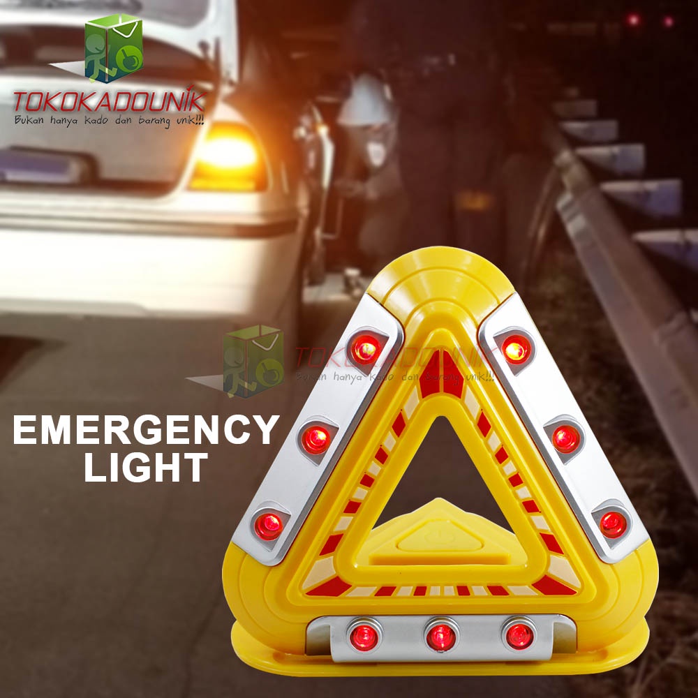 Lampu Peringatan Mobil Hazard Light Warning Triangle 9 LED Motor / Gudang / Pabrik Super Emergency Light