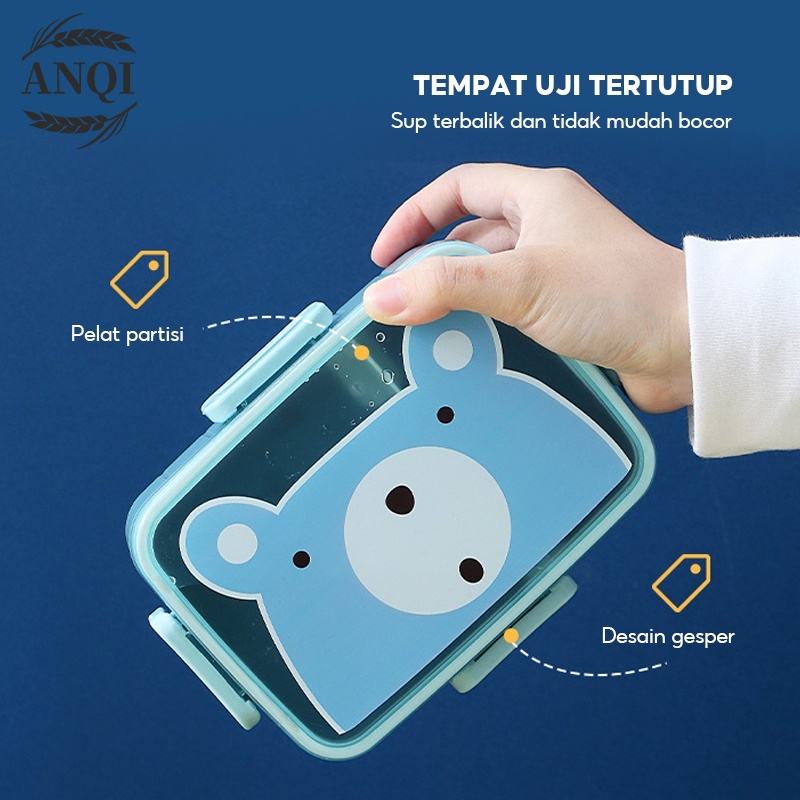 ANQI 1888 Kotak Bekal Makan Siang Bahan Jerami Rectangular Lunch Box Kotak Makan Tempat Bekal Makanan